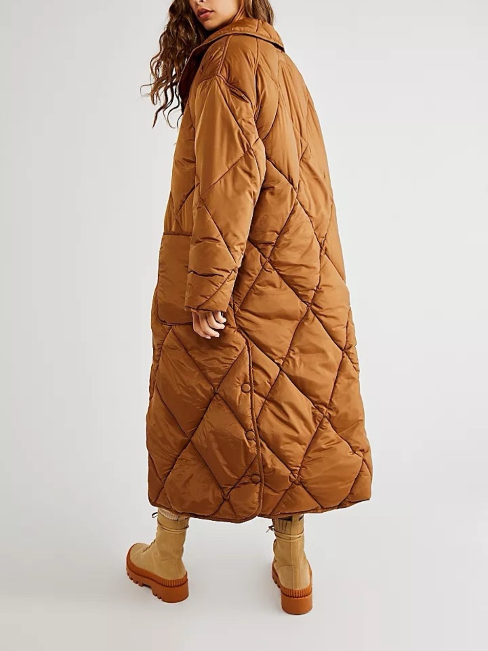 We The Free Free People Joanna Maxi Puffer Jacket In Taupe NWT As Is - Picture 2 of 16